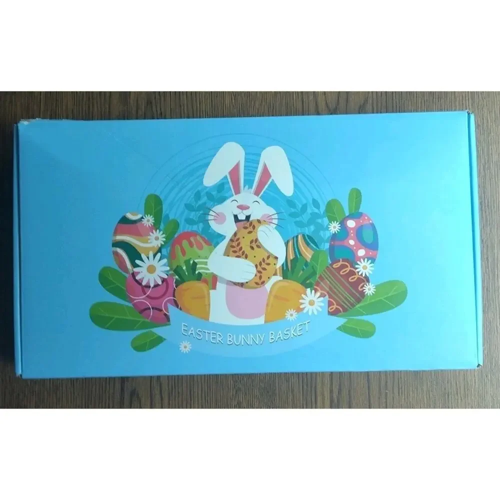 Easter Baskets for Kids, Blue Personalized Baby Easter Basket with Handle, Em...
